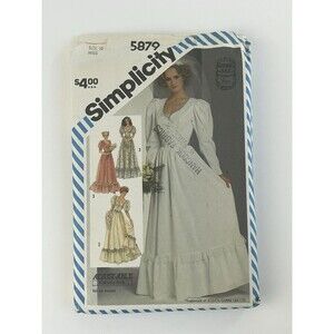 GUNNE SAX Bride Prairie Dress Size 10 5879 CUT Pattern Bridesmaid Ruffles Vtg